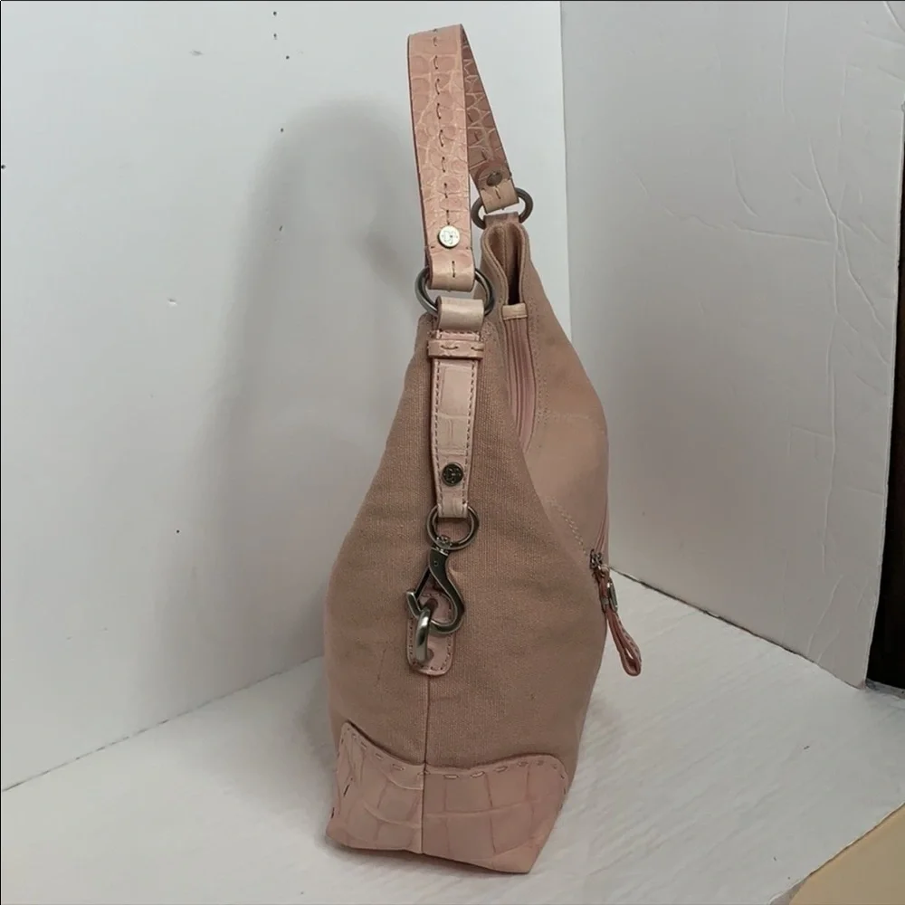 Donald J Pilner canvas and leather hobo